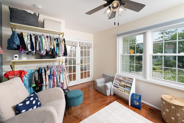 229 Society Hill Blvd Unit 229, Cherry Hill, NJ 08003 - bedroom featuring french doors, wood finished floors, and ceiling fan