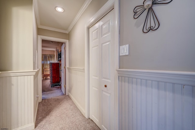 1081 Rte 50, Petersburg, NJ 08270 - corridor with wainscoting, carpet, crown molding, and recessed lighting
