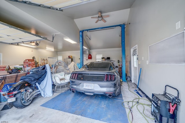 1081 Rte 50, Petersburg, NJ 08270 - garage featuring a garage door opener and a ceiling fan