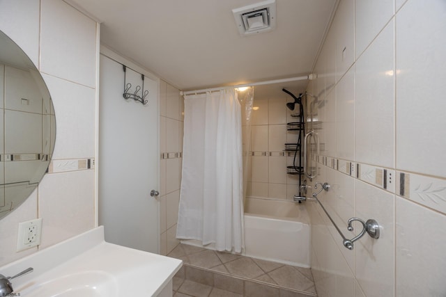 3851 Boardwalk Unit 1805, Atlantic City, NJ 08401 - full bath featuring shower / bath combo with shower curtain, tile patterned floors, and vanity