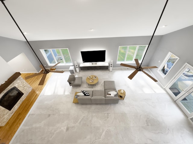 106 Hillside Ave, Absecon, NJ 08201 - living area featuring a ceiling fan and wood finished floors