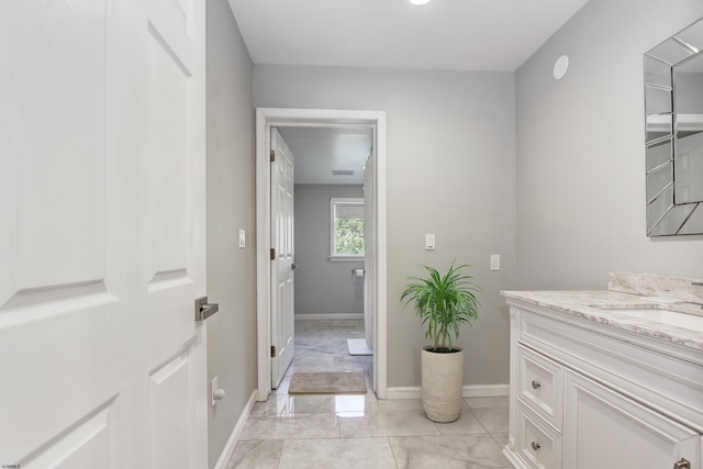 106 Hillside Ave, Absecon, NJ 08201 - bathroom with vanity and marble look tile flooring