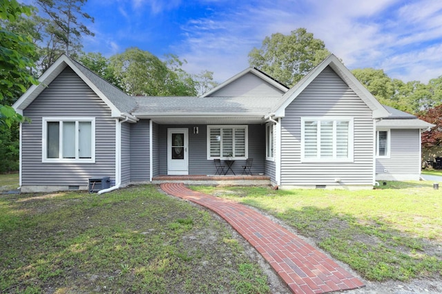 106 Hillside Ave, Absecon, NJ 08201 - ranch-style house with crawl space, covered porch, a front lawn, and a shingled roof
