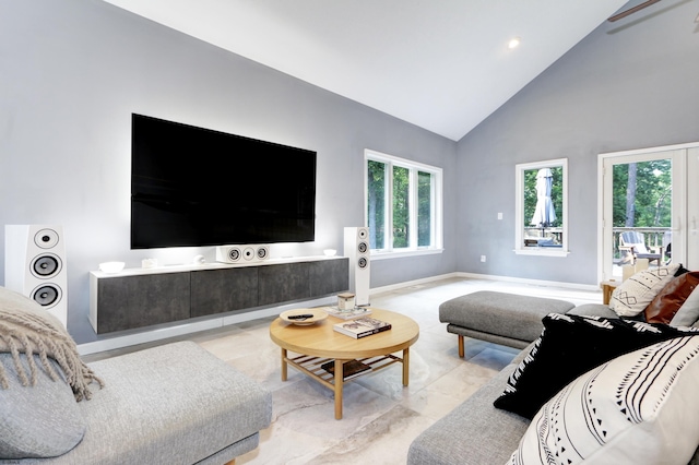 106 Hillside Ave, Absecon, NJ 08201 - living room featuring high vaulted ceiling and recessed lighting