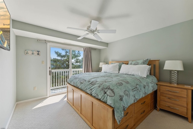 122 S Pointe Unit 122, Somers Point, NJ 08244 - bedroom featuring access to exterior, light colored carpet, and ceiling fan