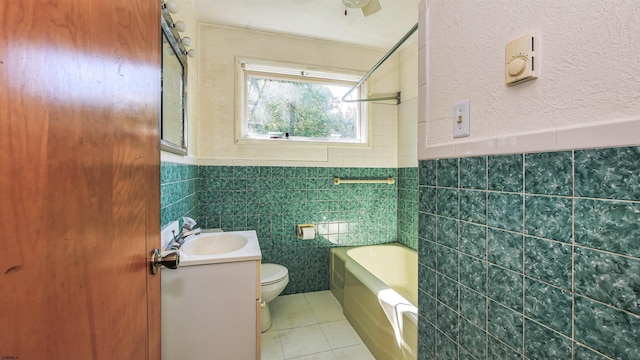 116 Post Rd, Mays Landing, NJ 08330 - bathroom with tile walls, tile patterned flooring, vanity, and wainscoting