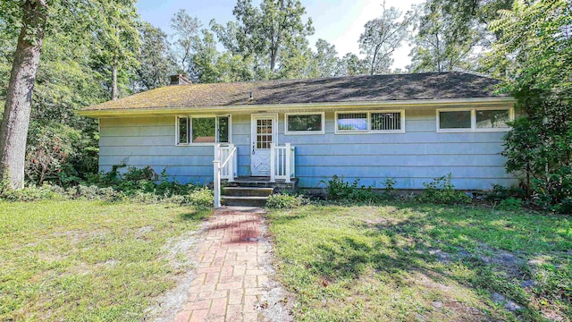 116 Post Rd, Mays Landing, NJ 08330 - ranch-style house featuring a front lawn and a chimney