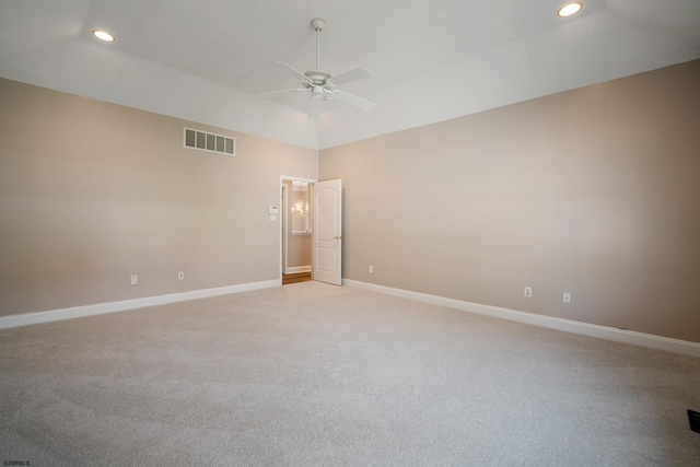 2 Clay Ct, Cape May, NJ 08204 - spare room featuring recessed lighting, ceiling fan, vaulted ceiling, and light colored carpet