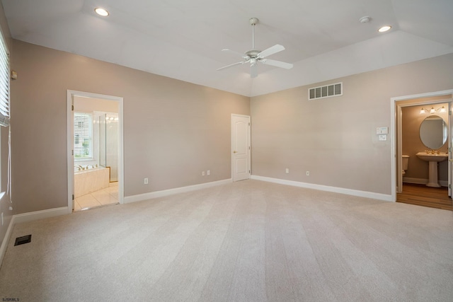 2 Clay Ct, Cape May, NJ 08204 - spare room with light carpet, a ceiling fan, recessed lighting, a smoke detector, and vaulted ceiling