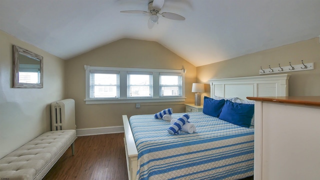 16 N Nashville Ave, Ventnor, NJ 08406 - bedroom with radiator heating unit, wood finished floors, vaulted ceiling, and a ceiling fan