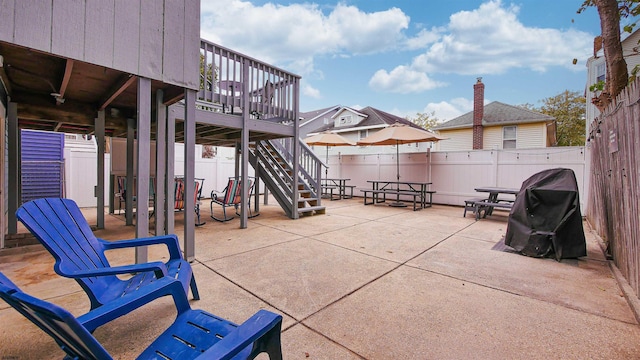 16 N Nashville Ave, Ventnor, NJ 08406 - view of patio featuring stairway, a deck, and a grill