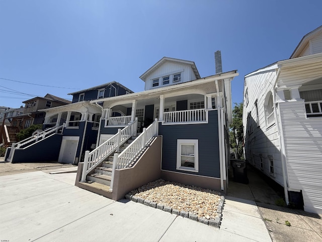 16 N Nashville Ave, Ventnor, NJ 08406 - view of front of house with stairs, a chimney, and a porch