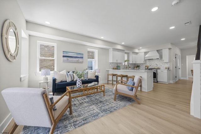 114 N Avolyn Ave, Ventnor, NJ 08406 - living area featuring light wood-type flooring and recessed lighting