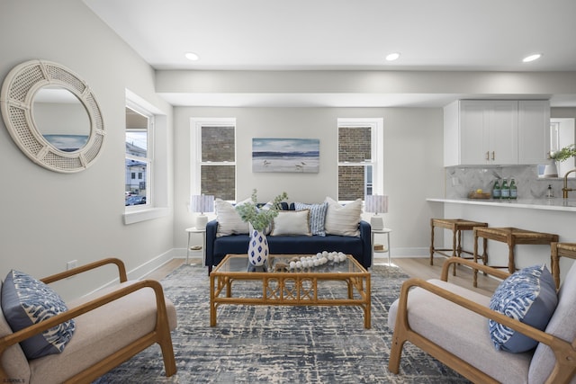 114 N Avolyn Ave, Ventnor, NJ 08406 - living room with light wood-type flooring and recessed lighting