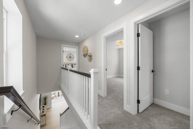 114 N Avolyn Ave, Ventnor, NJ 08406 - hallway with an upstairs landing, recessed lighting, and carpet floors