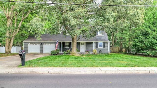 2308 Oak Ave, Northfield, NJ 08225 - view of front of property with concrete driveway, an attached garage, a shingled roof, and a porch