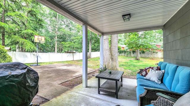 2308 Oak Ave, Northfield, NJ 08225 - fenced backyard featuring grilling area, a patio, and an outdoor hangout area