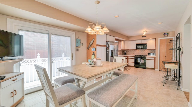 2 S Barclay Ave, Margate, NJ 08402 - dining room with a chandelier, recessed lighting, and light tile patterned floors