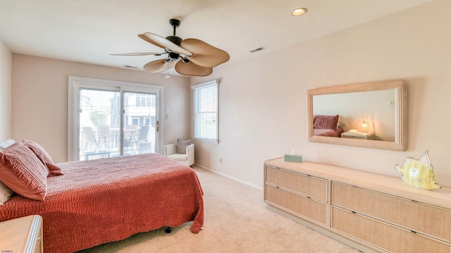 2 S Barclay Ave, Margate, NJ 08402 - bedroom featuring light colored carpet, access to exterior, ceiling fan, and recessed lighting