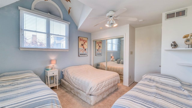 2 S Barclay Ave, Margate, NJ 08402 - bedroom with light colored carpet, a closet, and a ceiling fan