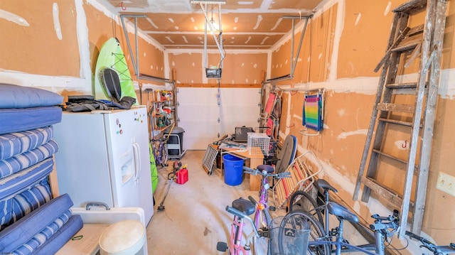 2 S Barclay Ave, Margate, NJ 08402 - garage with white refrigerator with ice dispenser