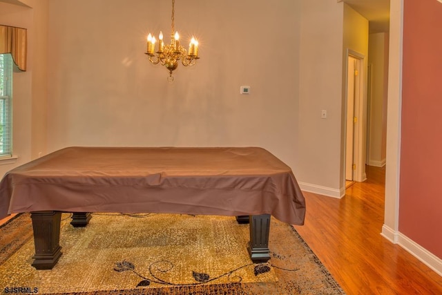 1 Poppy Rd, Egg Harbor Township, NJ 08234 - recreation room with billiards, wood finished floors, and a chandelier