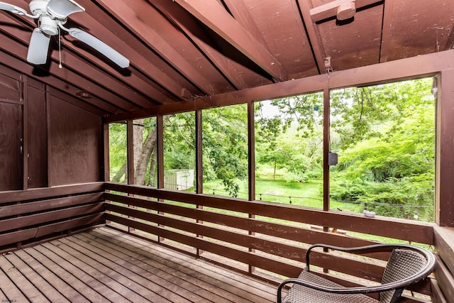 3821 Brookhaven Dr, Vineland, NJ 08361 - unfurnished sunroom featuring a ceiling fan and lofted ceiling