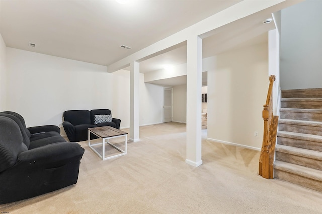 95 Knights Bridge Way, Mays Landing, NJ 08402 - living room with light carpet and stairs