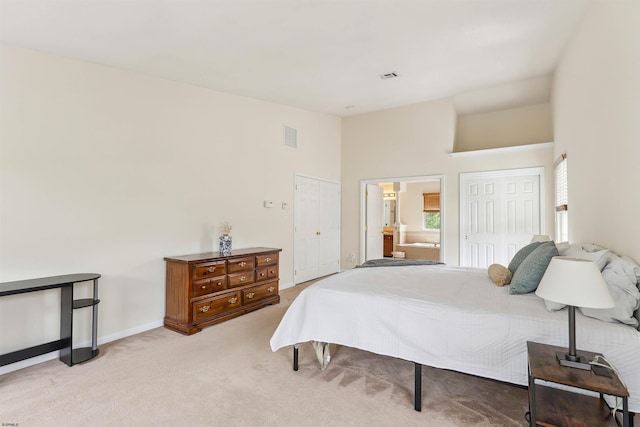 95 Knights Bridge Way, Mays Landing, NJ 08402 - bedroom with carpet, high vaulted ceiling, and ensuite bathroom