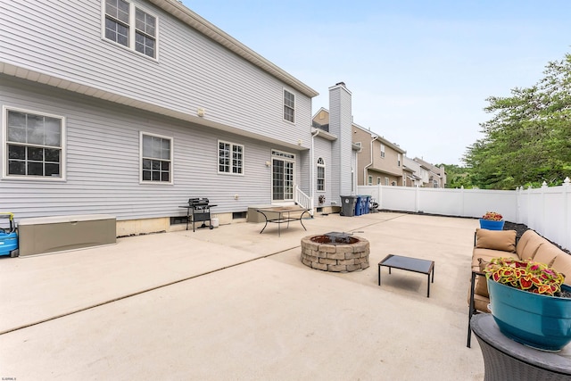 95 Knights Bridge Way, Mays Landing, NJ 08402 - fenced backyard with a patio area, an outdoor living space with a fire pit, and area for grilling