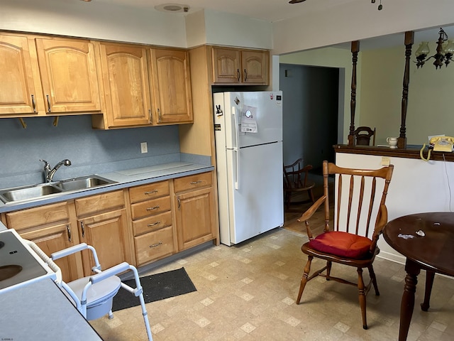 733 W Duerer St, Galloway Township, NJ 08215 - kitchen featuring freestanding refrigerator, light floors, and light countertops