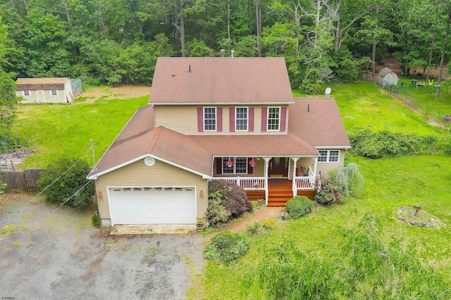 10 Hillside Ave, New Gretna, NJ 08087 - view of front of house with covered porch, driveway, and a forest view