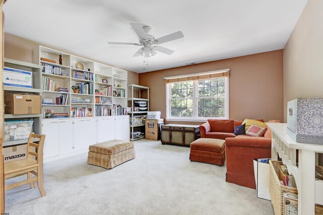 216 Castle Pine Dr, Egg Harbor Township, NJ 08234 - living area featuring carpet floors and a ceiling fan