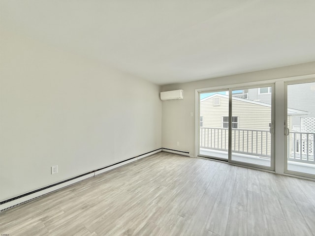 3400 W Brigantine Ave Unit 3, Brigantine, NJ 08203 - empty room featuring a wall mounted AC, wood finished floors, and a baseboard radiator