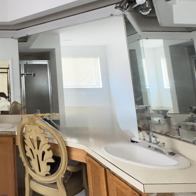 2453 Lahn Ln, Mays Landing, NJ 08330 - full bath with vanity, a shower stall, and plenty of natural light