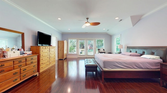 104 Locust Ave, Egg Harbor Township, NJ 08234 - bedroom featuring access to exterior, wood finished floors, crown molding, ceiling fan, and recessed lighting