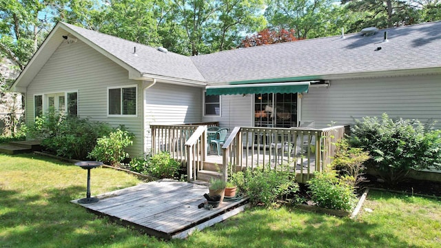 104 Locust Ave, Egg Harbor Township, NJ 08234 - back of house featuring a deck, a lawn, and a shingled roof