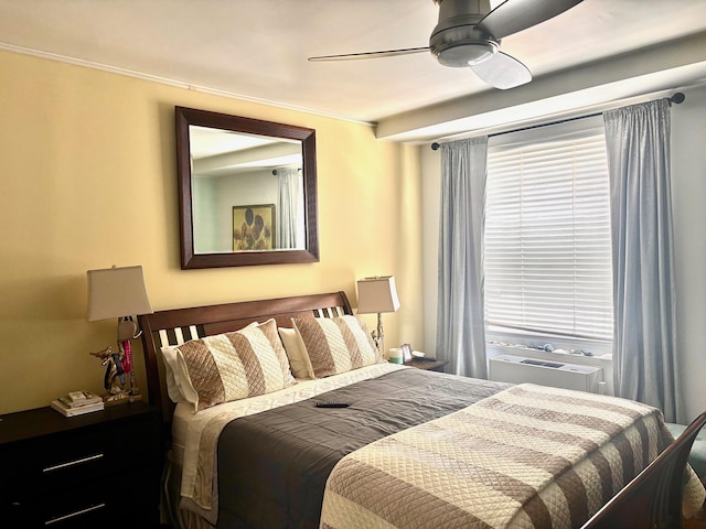 101 S Plaza Pl Unit 1502, Atlantic City, NJ 08401 - bedroom featuring ceiling fan and a wall mounted air conditioner
