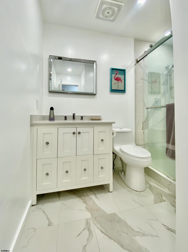 24 Coquille Beach Dr Unit 24, Brigantine, NJ 08203 - full bathroom featuring marble finish floors, a marble finish shower, and vanity