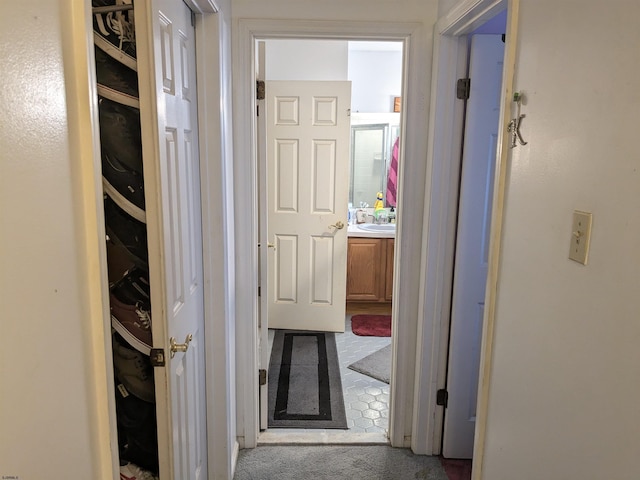 192 Exton Rd, Somers Point, NJ 08244 - corridor featuring carpet and a sink