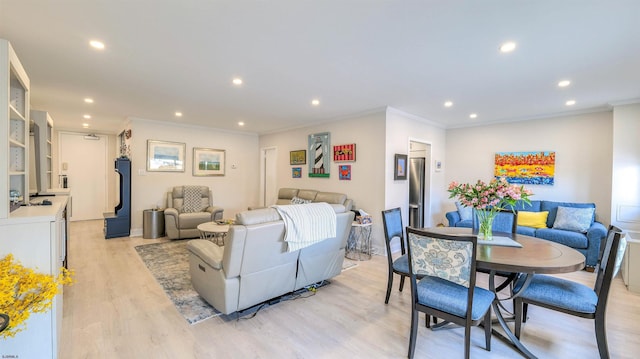 5000 Boardwalk Unit 107, Ventnor, NJ 08406 - living room featuring recessed lighting, light wood-style floors, and crown molding