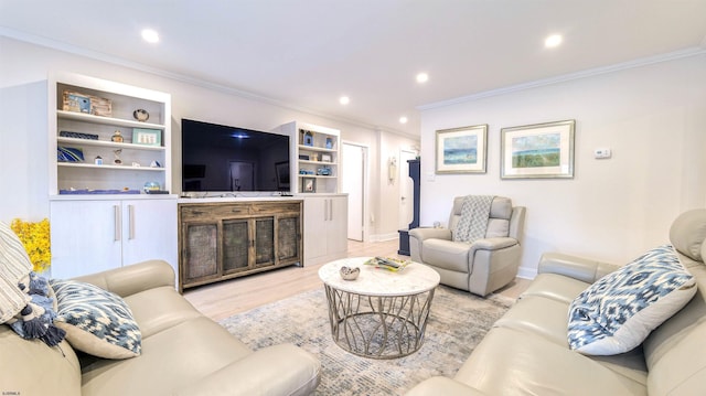 5000 Boardwalk Unit 107, Ventnor, NJ 08406 - living room featuring recessed lighting, crown molding, and wood finished floors