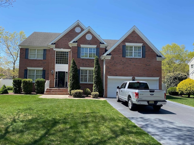 5 Hartford Dr, Egg Harbor Township, NJ 08234 - view of front facade featuring driveway, a garage, brick siding, and a front lawn