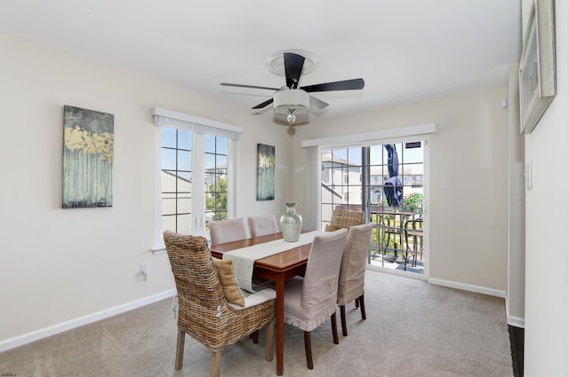 417 Albacore Ln, Brigantine, NJ 08203 - dining area with a ceiling fan and light carpet