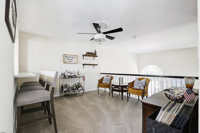 417 Albacore Ln, Brigantine, NJ 08203 - living area with ceiling fan and carpet