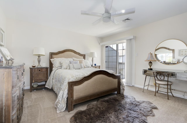 417 Albacore Ln, Brigantine, NJ 08203 - carpeted bedroom featuring access to exterior and ceiling fan