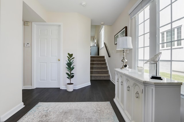 417 Albacore Ln, Brigantine, NJ 08203 - hall with dark wood finished floors and stairway