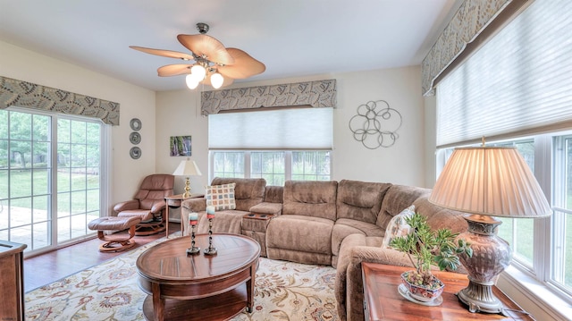 34 Gasko Rd, Mays Landing, NJ 08330 - living area with a ceiling fan and wood finished floors