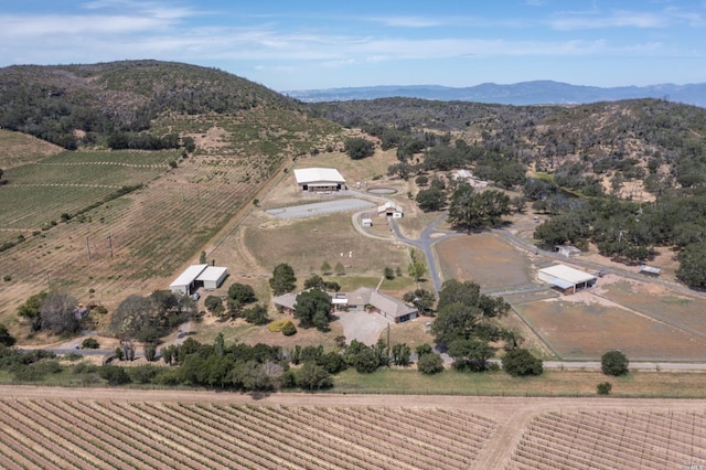 aerial view with a rural view and a mountain view