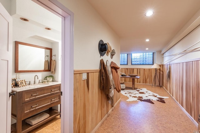 hallway with sink